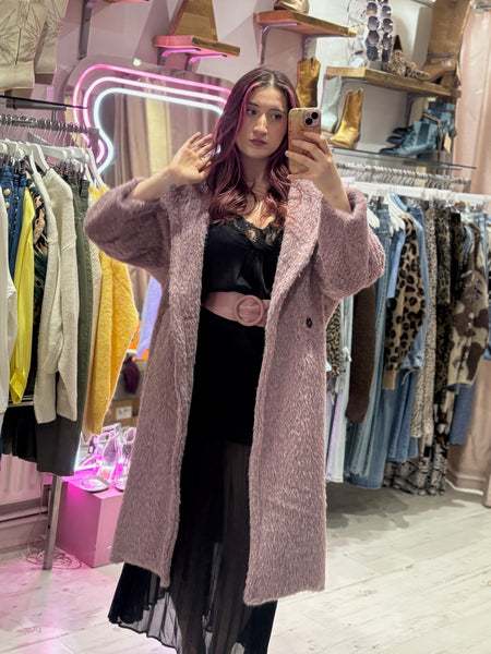 Wool Mix Cocoon Coat | Dusky Lilac