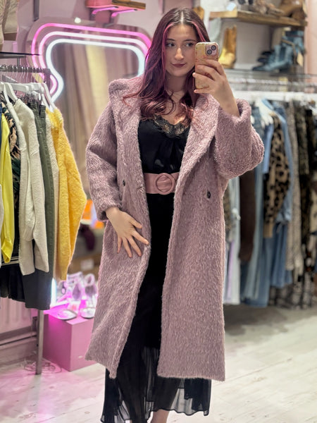 Wool Mix Cocoon Coat | Dusky Lilac