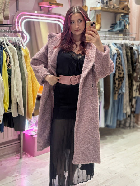 Wool Mix Cocoon Coat | Dusky Lilac