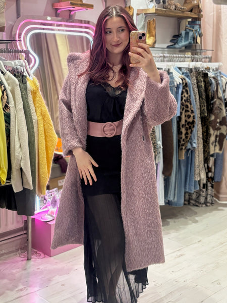 Wool Mix Cocoon Coat | Dusky Lilac