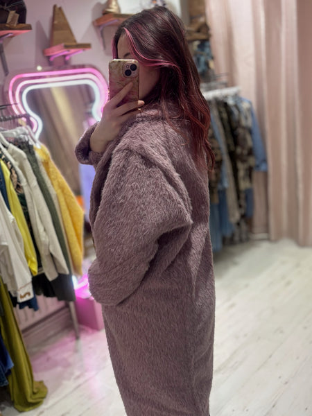 Wool Mix Cocoon Coat | Dusky Lilac