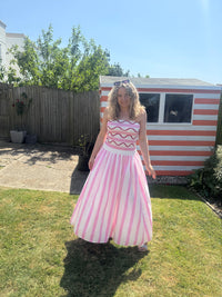 Bandeau Striped Sun Dress | Pink/White