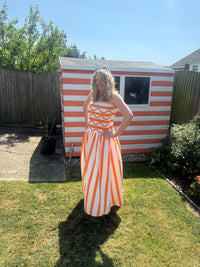 Bandeau Striped Sun Dress | Orange/White