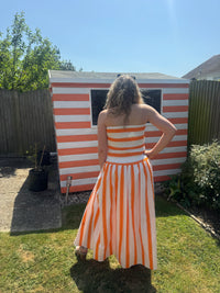 Bandeau Striped Sun Dress | Orange/White