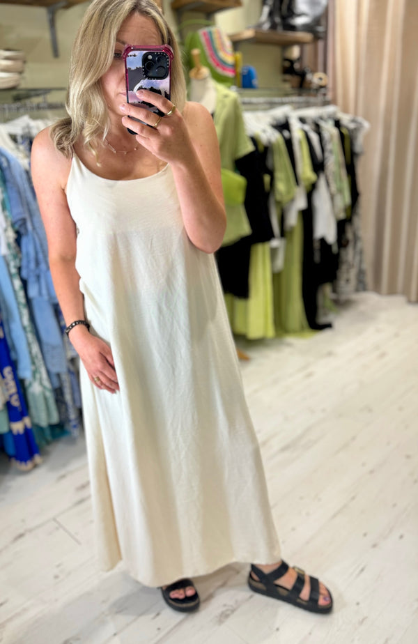 Camille Spaghetti Strap Maxi Dress | Ivory