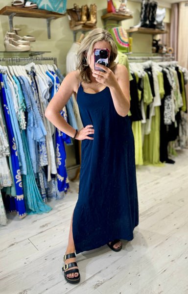 Camille Spaghetti Strap Maxi Dress | Navy