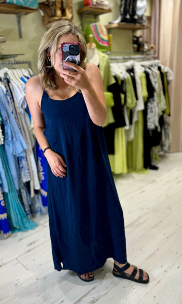 Camille Spaghetti Strap Maxi Dress | Navy