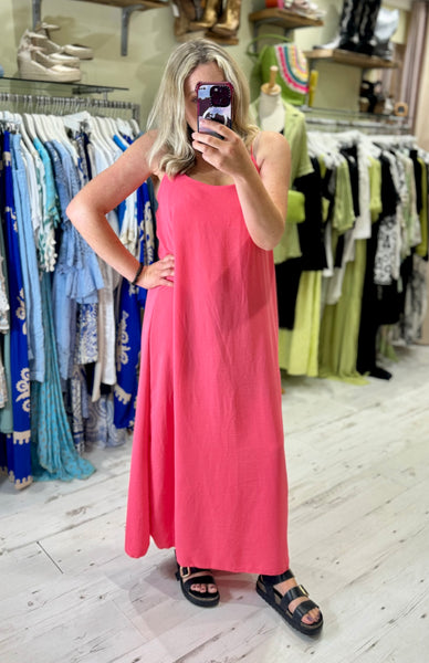 Camille Spaghetti Strap Maxi Dress | Coral