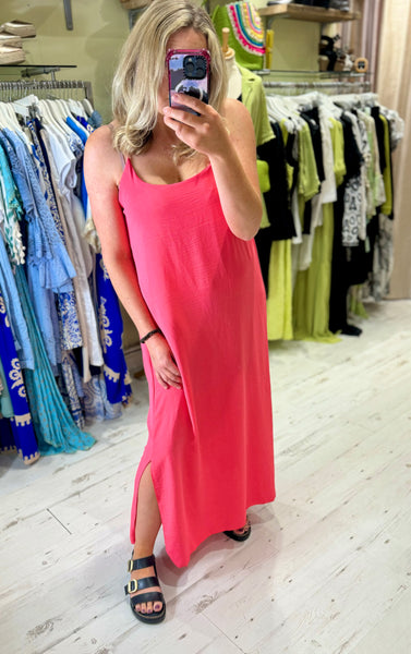 Camille Spaghetti Strap Maxi Dress | Coral
