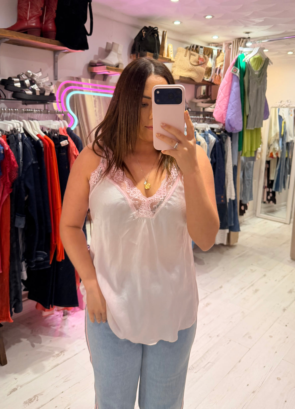 Layla Lace Silky Camisole | Blush Pink