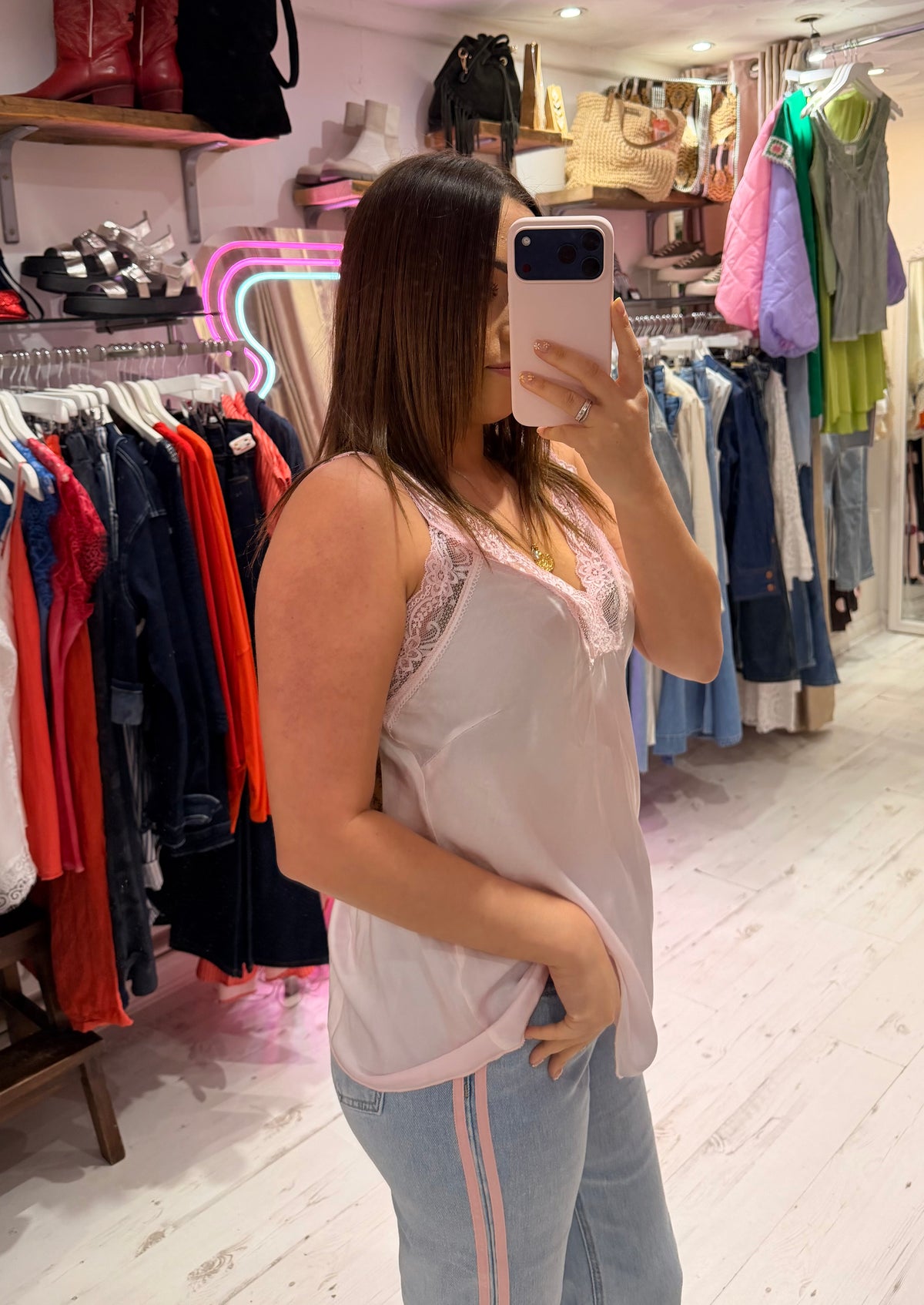 Layla Lace Silky Camisole | Blush Pink