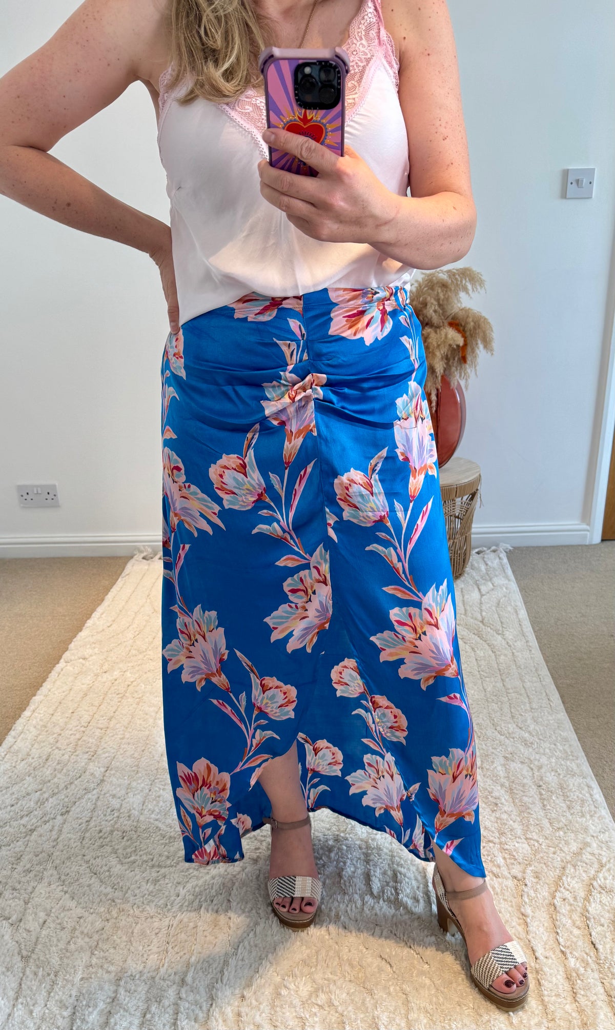 Thea Split Front Maxi Skirt | Electric Blue Floral Print