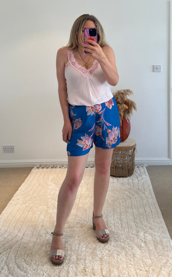 Printed Shorts | Electric Blue Floral Print