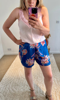 Printed Shorts | Electric Blue Floral Print