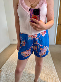Printed Shorts | Electric Blue Floral Print