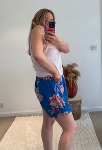 Printed Shorts | Electric Blue Floral Print