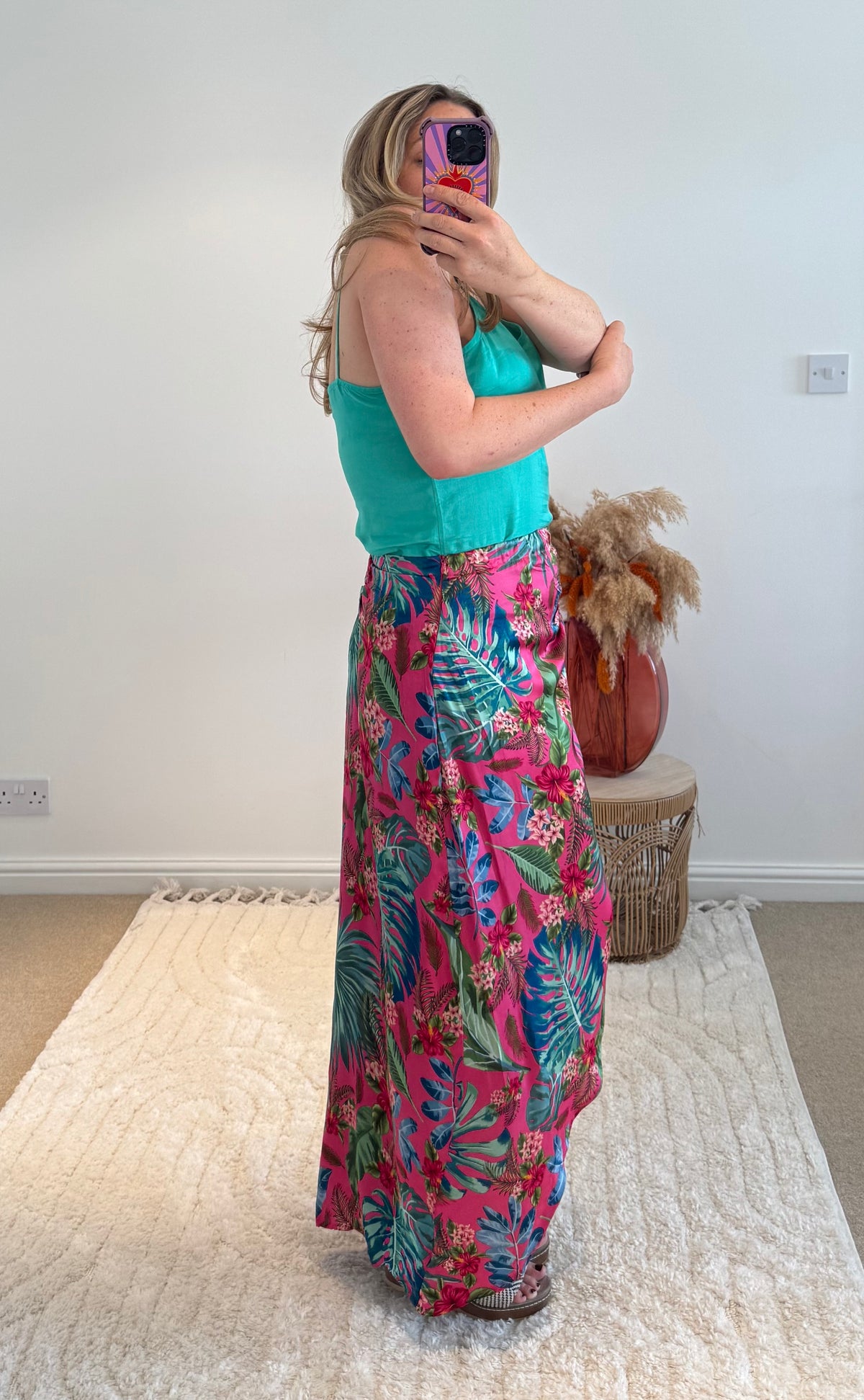 Thea Split Front Maxi Skirt | Fuchsia Tropical Print