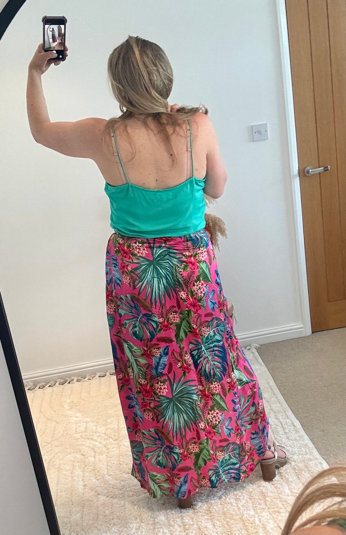 Thea Split Front Maxi Skirt | Fuchsia Tropical Print