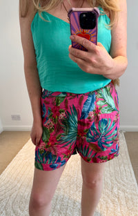 Printed Shorts | Fuchsia Tropical Print