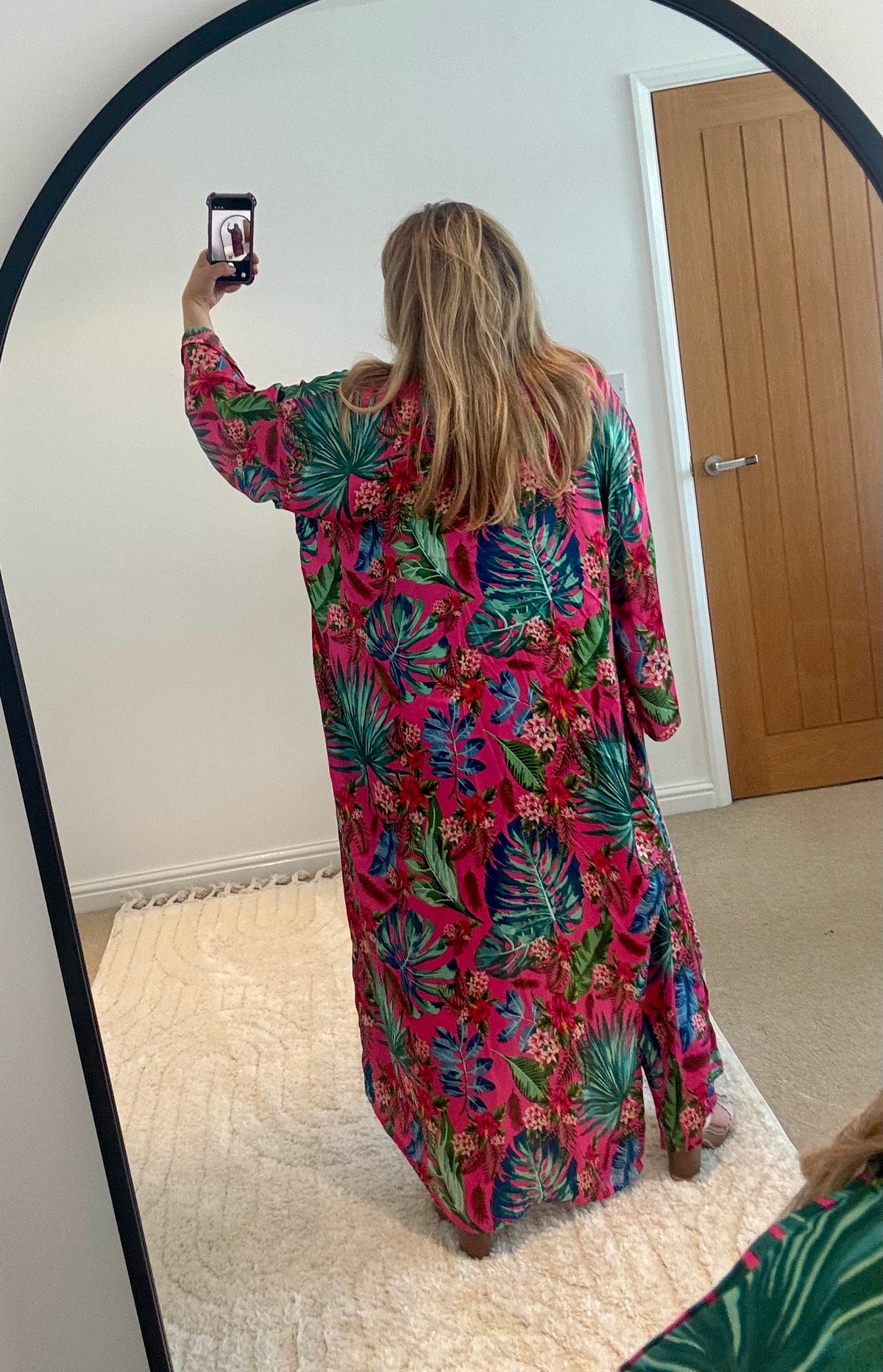 Kira Maxi Kimono | Fuchsia Tropical Print
