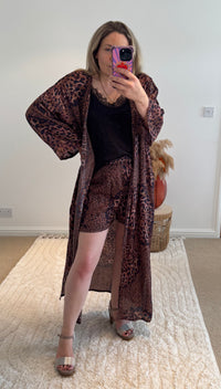 Kira Maxi Kimono | Leopard Tropical Print