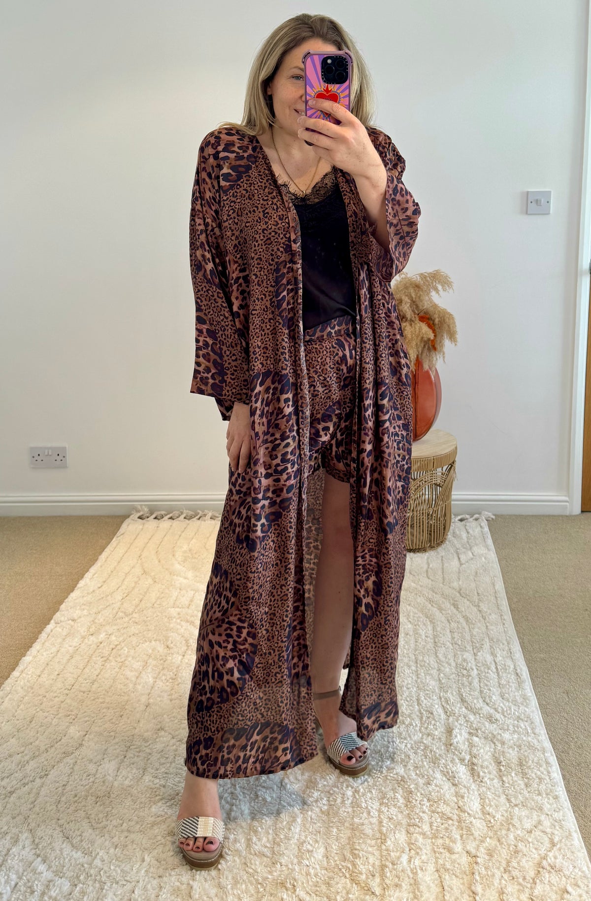 Kira Maxi Kimono | Leopard Tropical Print