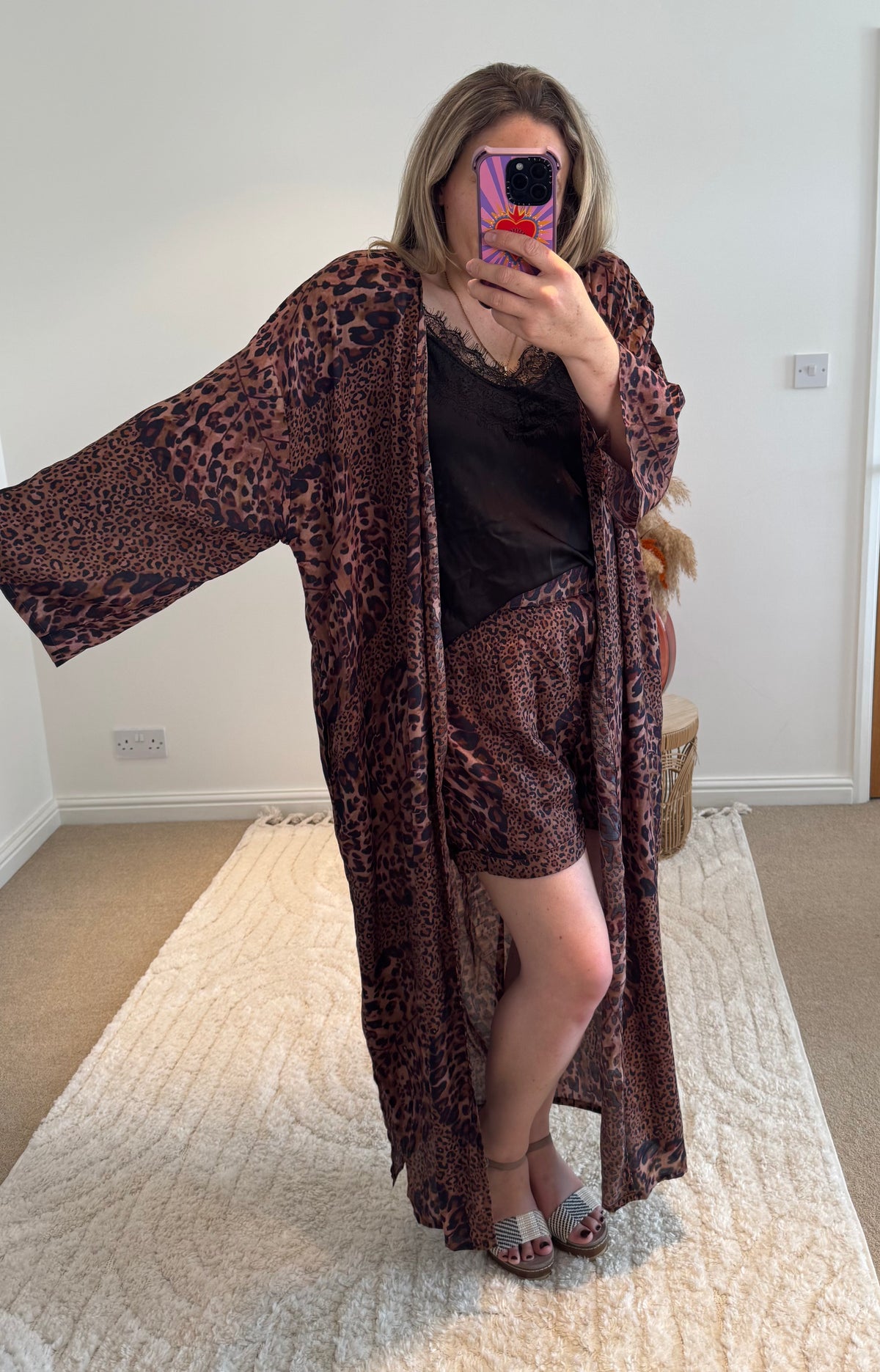 Kira Maxi Kimono | Leopard Tropical Print