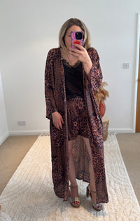 Kira Maxi Kimono | Leopard Tropical Print