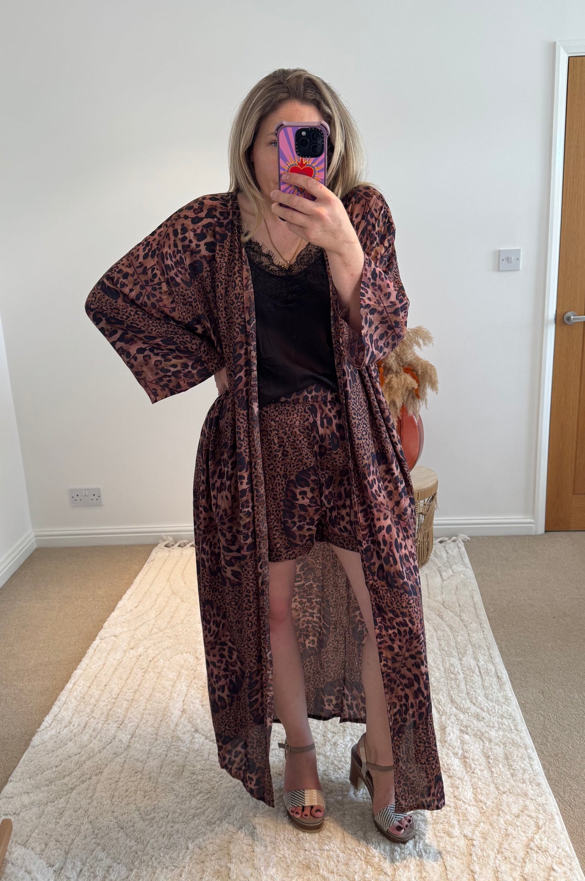 Kira Maxi Kimono | Leopard Tropical Print