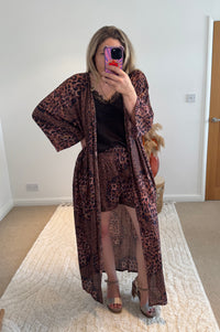 Kira Maxi Kimono | Leopard Tropical Print