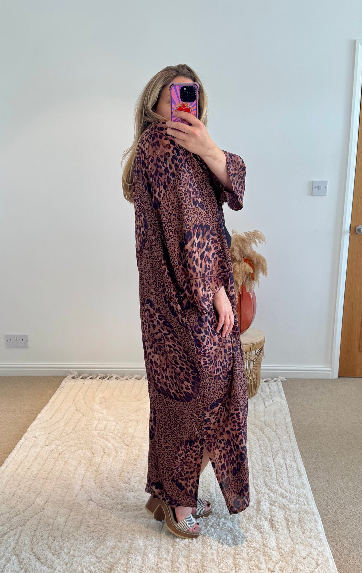 Kira Maxi Kimono | Leopard Tropical Print