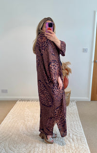 Kira Maxi Kimono | Leopard Tropical Print