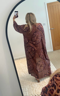 Kira Maxi Kimono | Leopard Tropical Print