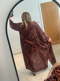 Kira Maxi Kimono | Leopard Tropical Print