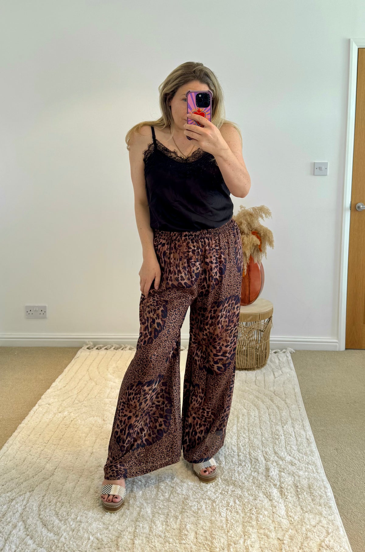 Flowing Palazzo Pants | Leopard Tropical Print