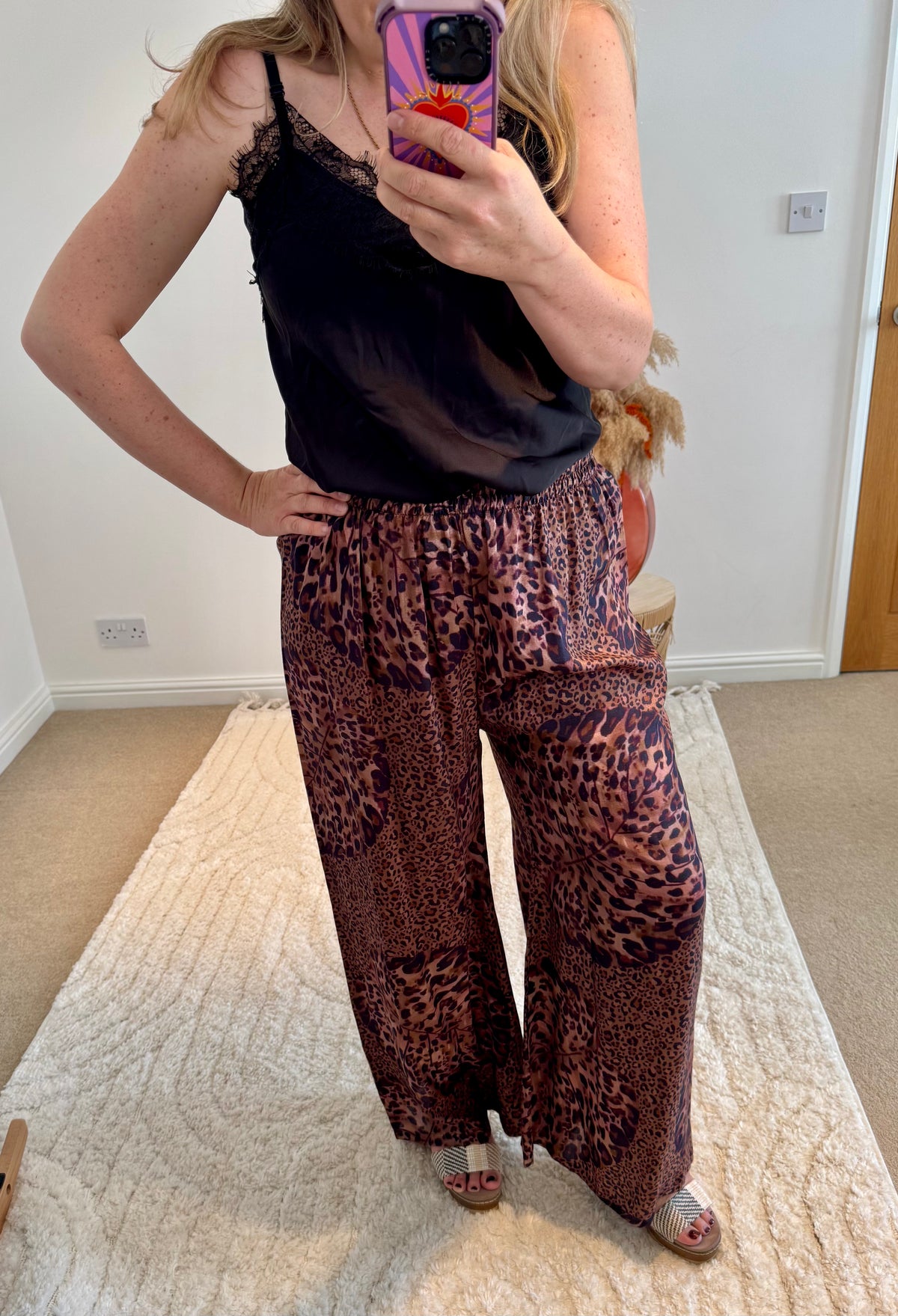 Flowing Palazzo Pants | Leopard Tropical Print