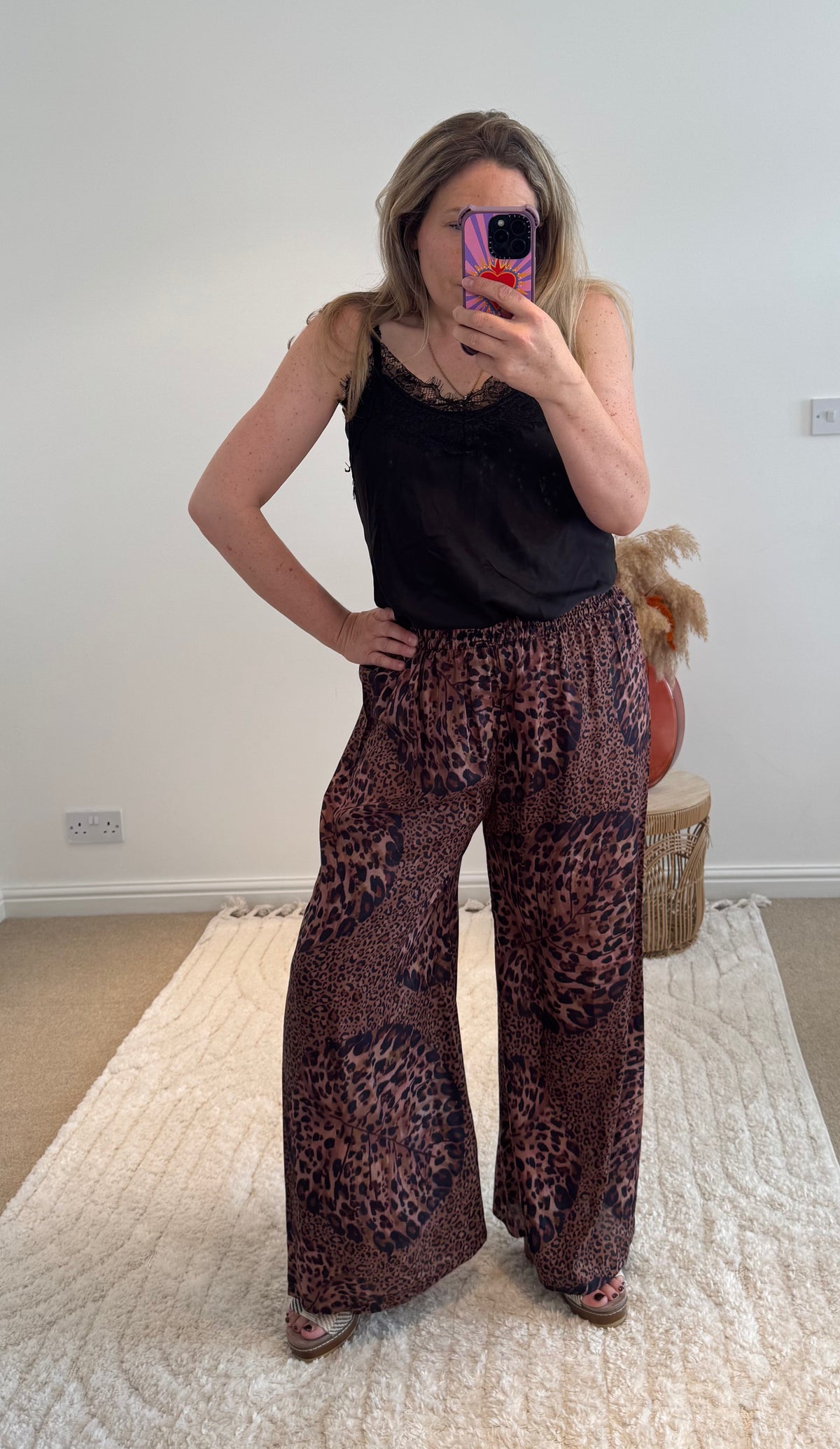 Flowing Palazzo Pants | Leopard Tropical Print