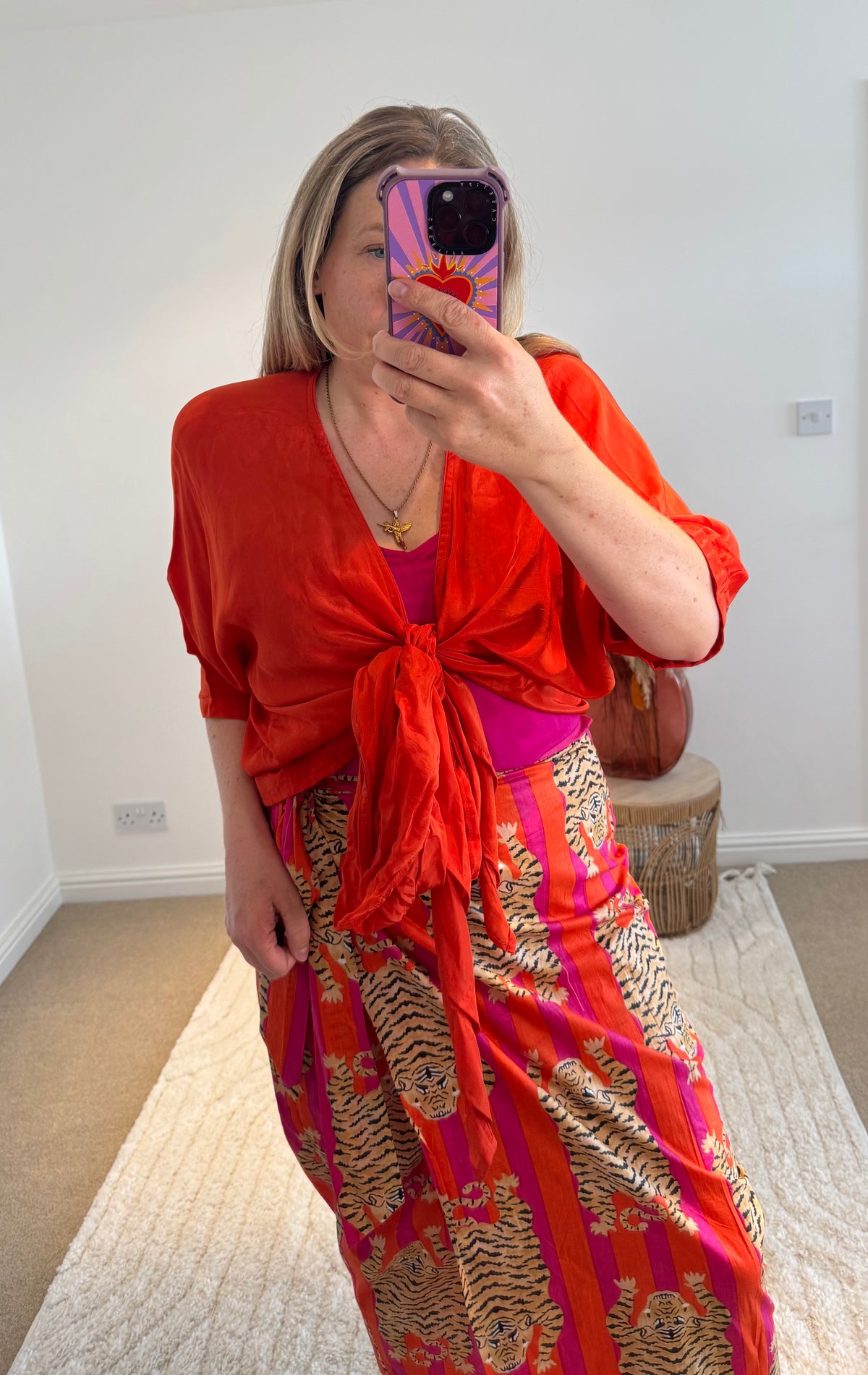 Tie Front Cover Up Top | Orange