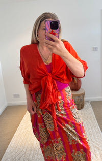 Tie Front Cover Up Top | Orange