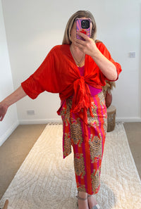 Tie Front Cover Up Top | Orange