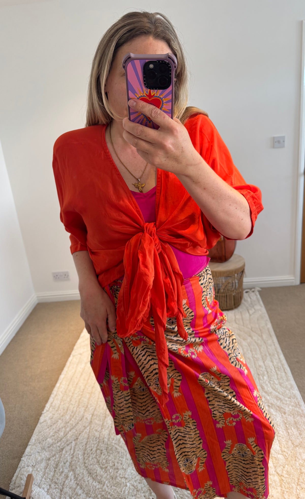 Tie Front Cover Up Top | Orange