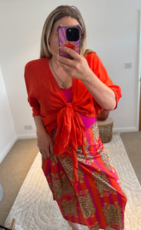 Tie Front Cover Up Top | Orange