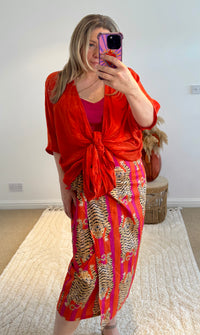 Tie Front Cover Up Top | Orange