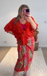 Tie Front Cover Up Top | Orange