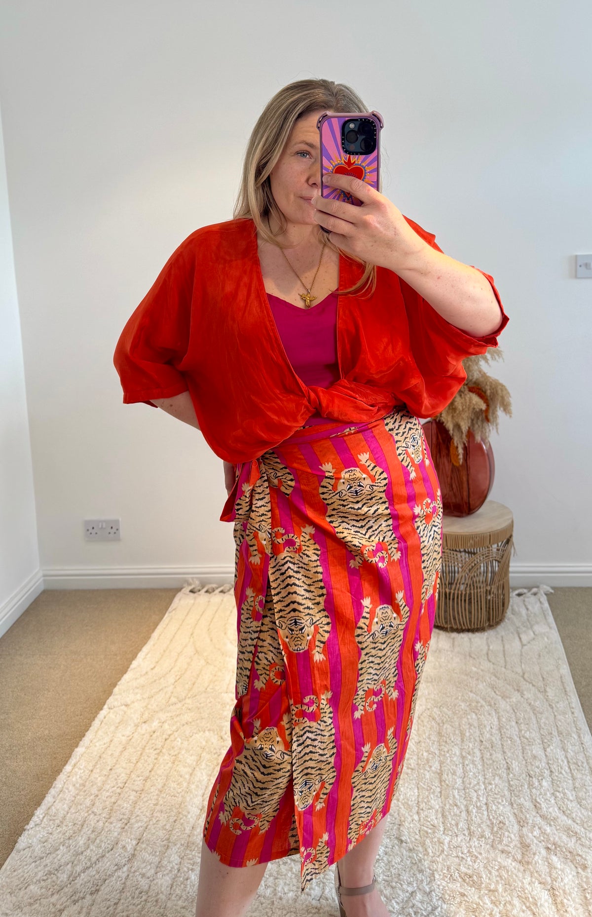 Tie Front Cover Up Top | Orange