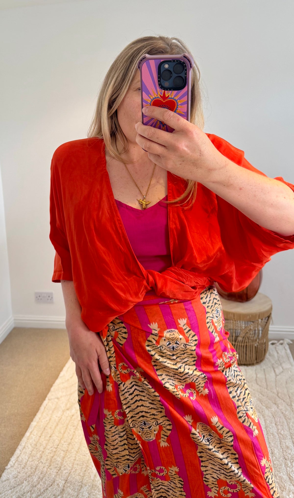 Tie Front Cover Up Top | Orange