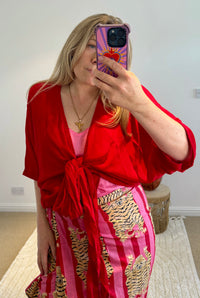 Tie Front Cover Up Top | Red