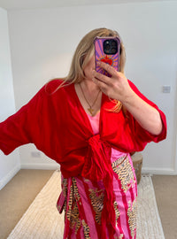 Tie Front Cover Up Top | Red