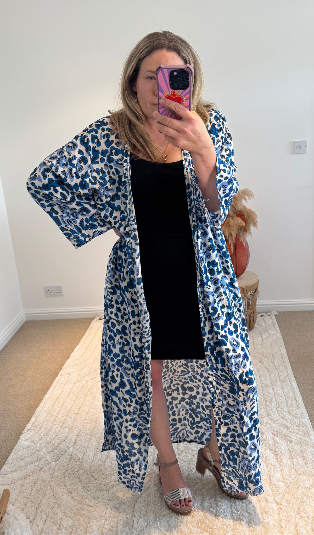 Kira Maxi Kimono | Electric Blue Leopard Print
