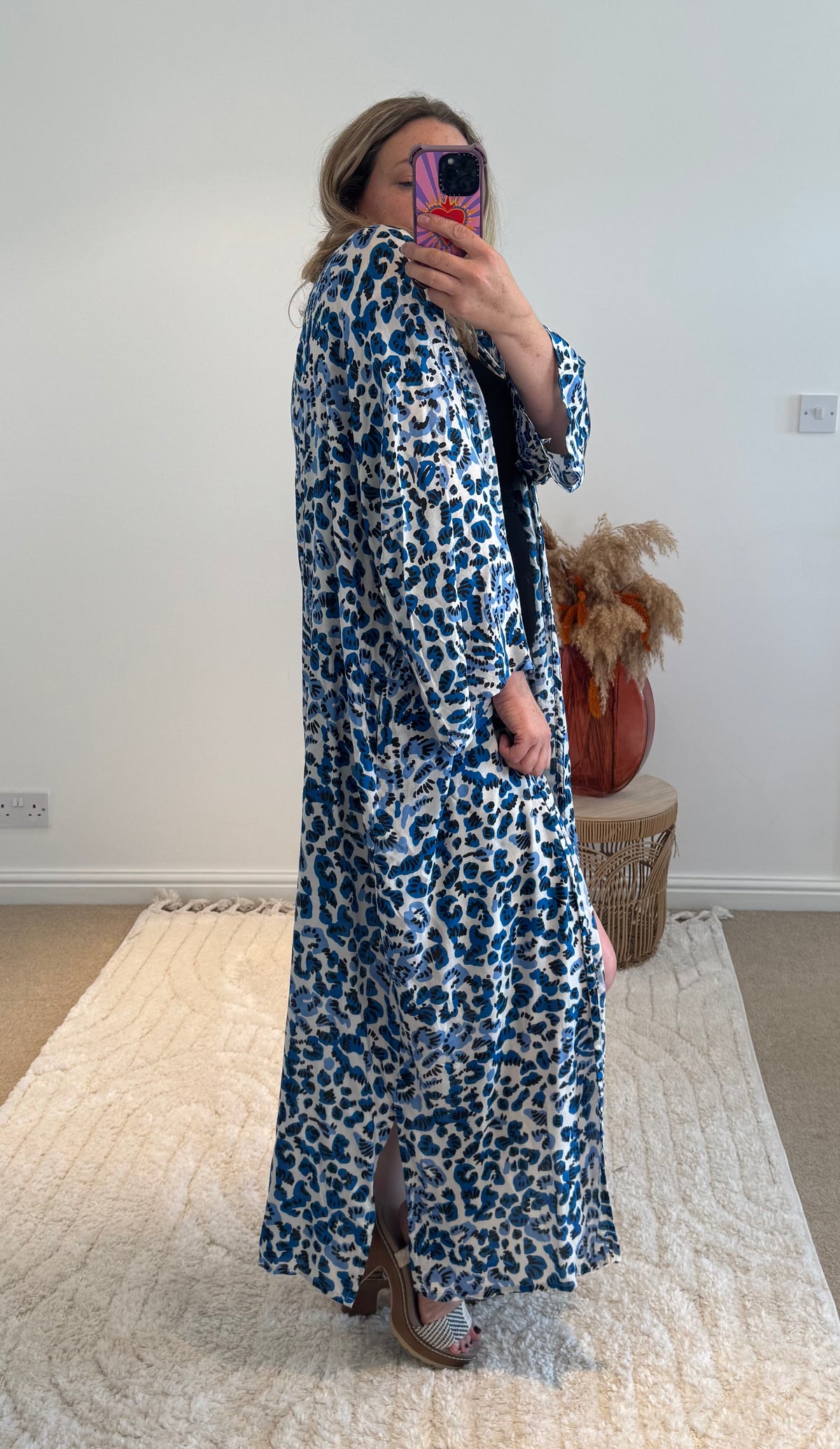 Kira Maxi Kimono | Electric Blue Leopard Print